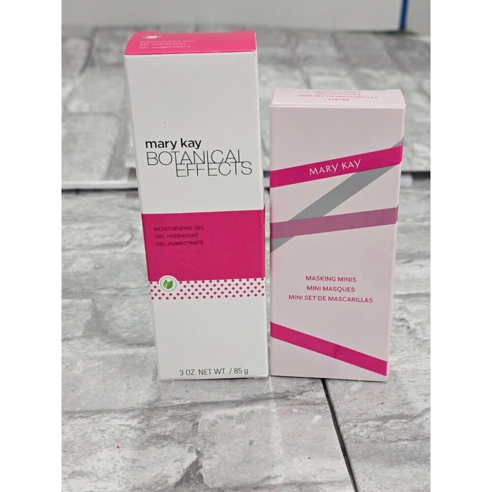 Lot 2 New Mary Kay Masking Minis Set 1.2 oz w/ Botantical Moisturizing Gel 3.oz